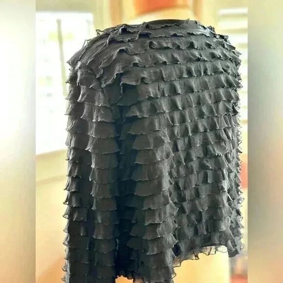 Vintage Ruffled Black Jacket, single button at closure. Halloween ready. - Picture 2 of 6